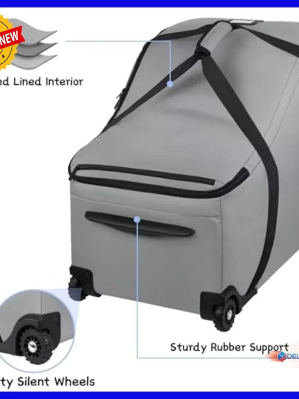 Universal Infant Car Seat Travel Bag with Wheels, Padded Protection